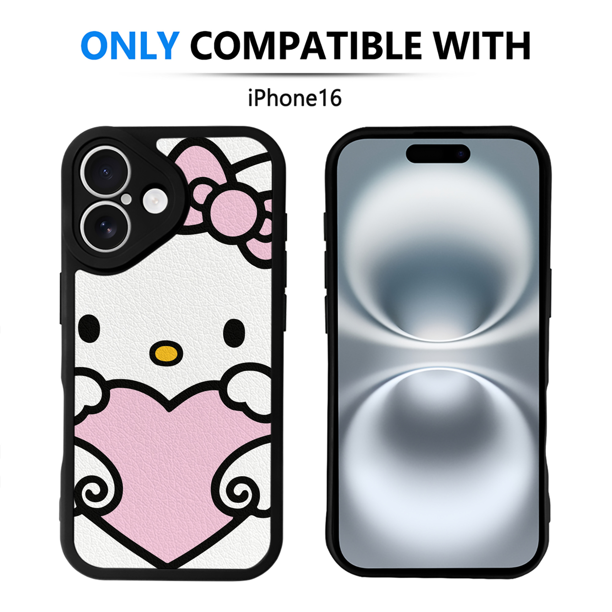 （画像用） Hello Kitty ハローキティ 【iPhone 16シリーズ対応】シリコンスマホケース（レザー調） 材質：シリコン